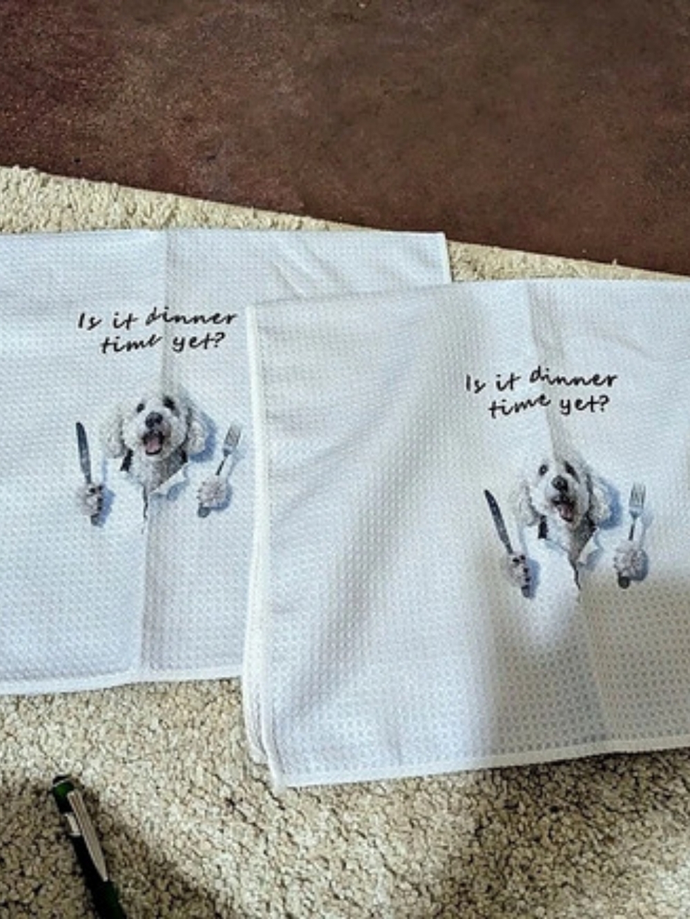Printed Kitchen Towels Set of 2 in White